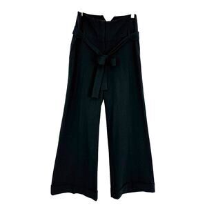 Maurices Belted High Rise Cuffed Wide Leg Dress Pants Black Women Size 6